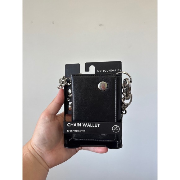 No Boundaries Men's 2-Snap Chain Wallet – Black – RFID – New - Picture 2 of 4